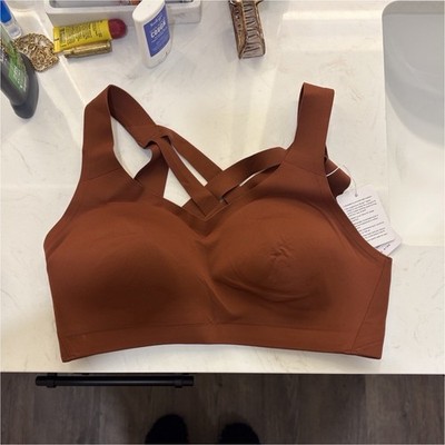 lululemon athletica Enlite Bra Weave 32C Brown Sports Bra Wireless Crossback