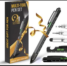 Multi tool pen set 9 in 1 multiple functions in one compact pen