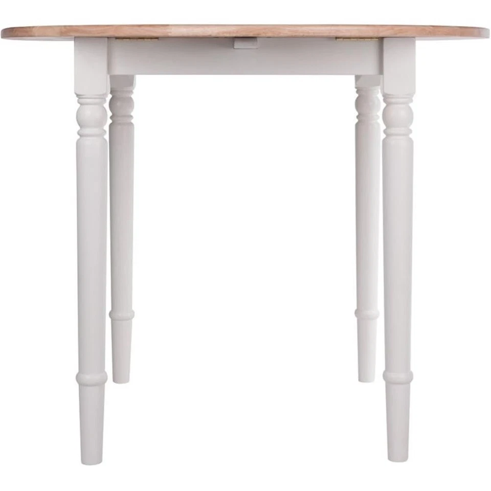 Mesa de jantar Winsome Sorella 36" redonda folha gota madeira maciça natural/branco - Imagem 4 de 4