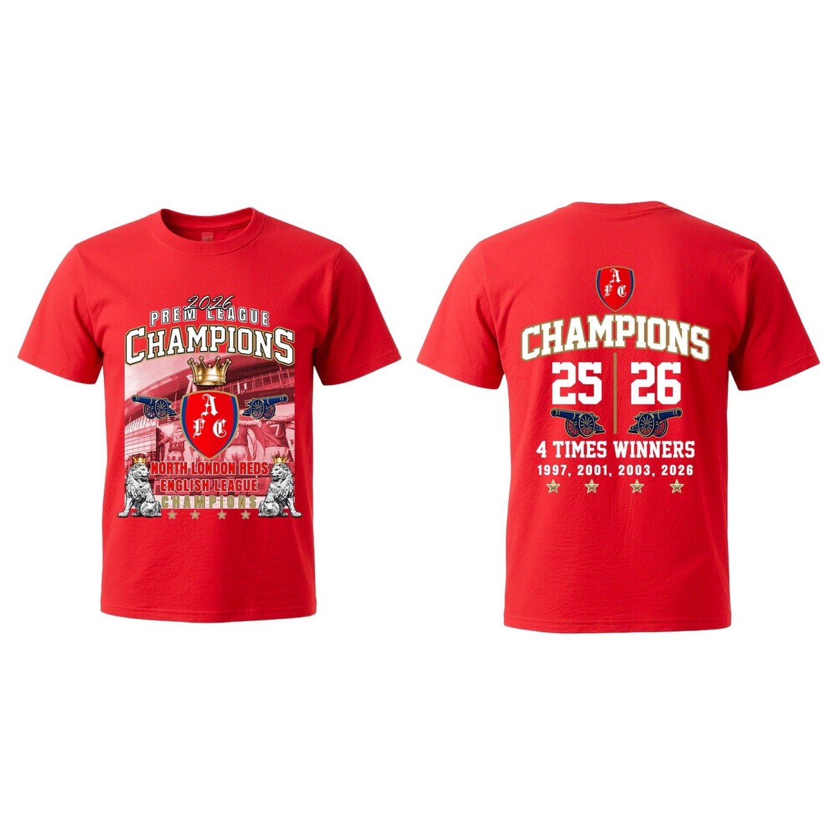 New Arsenal 2026 Premier League Champions T-Shirt, Arsenal 2026