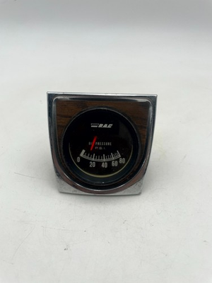 #ad Vintage RAC Auto Racing Boat Dash Car Analog Oil Pressure Gauge Only Black Wood $19.99