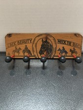Vintage Black Beauty Neck Tie 5 Peg Wooden Souvenir 10" x 3.25" Petaluma, Ca
