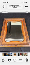 Rectangle Wall Mirror 100cm Brown Carved Wood Frame, Regular Glass, Framed