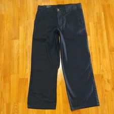 Boys Youth  12 Husky NWT Navy Blue Dress Pants Flat Front Adj waist 100% Cotton