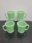 Fire King Jadeite 1948-50 Green Flat Bottom D Handle Mugs Oven Ware Lot of 4