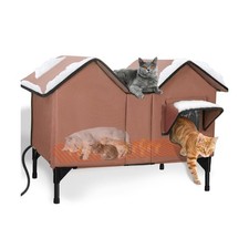 Heated Cat House for Outside, 30" XL Heated Outdoor Cat House Weatherproof in...