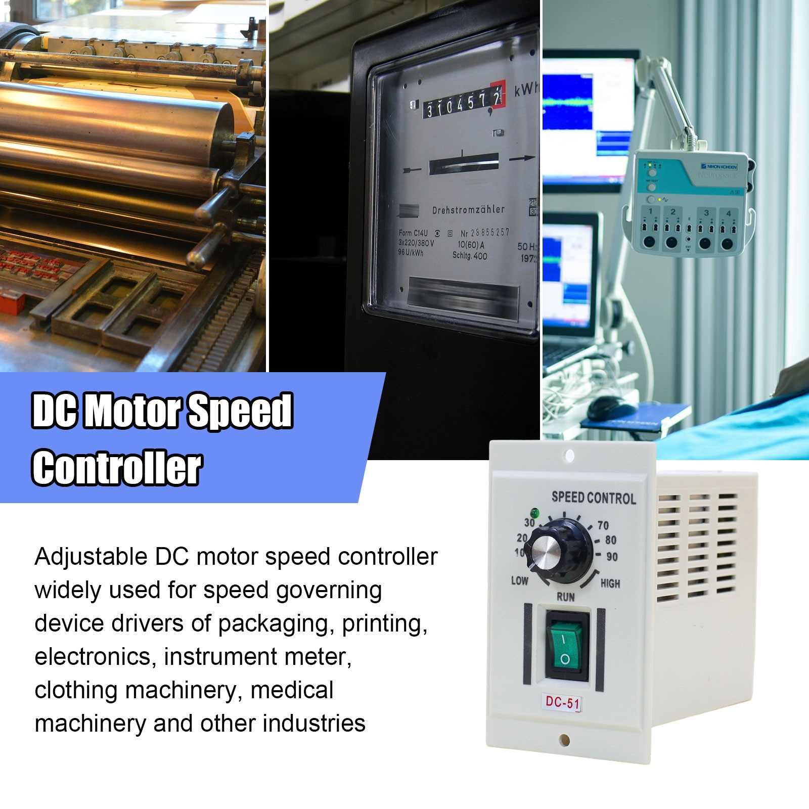 DC 0-90V Knob Motor Speed Controller Variable Adjustable Speed AC 110V ...