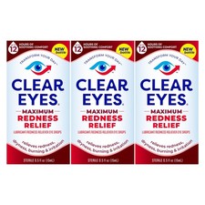 Clear Eyes Maximum Redness Eye Relief Eye Drops, 0.5 Fl Oz, Pack of 3