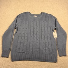 Craft  Barrow Women's XL Blue Cable Knit Crew Neck Sweater NWT