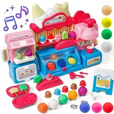 Kids Clay Ice Cream Maker Toy Pretend Play Dough Set with Lights, Music