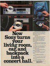 Vintage Print Ad Sony - Turns Your Living Room, Car And Backpack Into A Concert