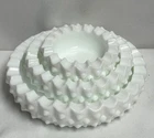 Vintage Fenton Hobnail Milk Glass Ashtrays Nesting Trays Trinket Trio Set Three