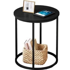  Round End Table Accent Small Side Table Suitable for Hiding Trash 20" Black