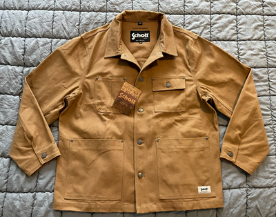 Schott NYC khaki 8205 cotton canvas chore jacket work coat XL mens