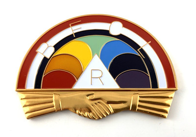 Rainbow Girls Emblem Adhesive Backed | 3 1/8'' x 2 1/4'' | Metal | New Old Stock