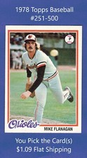1978 Topps Baseball #251-500-YOUR CHOICE-$1.09 Flat Ship UPDATED 2/3