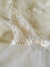 Frederick's Of Hollywood white sheer chemise w/lace trim size M elastic back