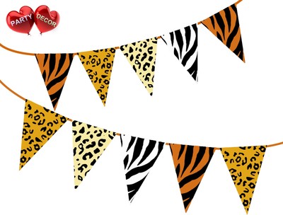 Safari Animal King of the Jungle Themed Bunting Banner 15 flags by