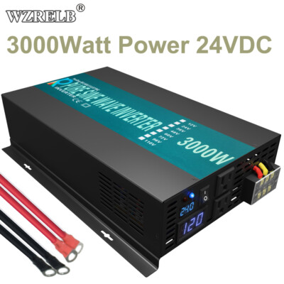 #ad #ad Pure Sine Wave Inverter 3000W Power Converter 24V 120V Battery Solar Home Car RV $208.24