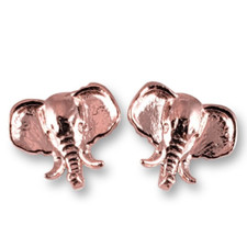 Solid 14K Rose Gold Earrings, Small Elephant Earrings 9mm Stud Earrings