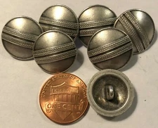 7 Domed Antiqued Silver Tone Metal Shank Buttons 11/16" 17.5mm 9607