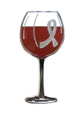 Brain Cancer Lapel Pin Awareness Red Wine Tasting Fund Raising Gray Ribbon New 