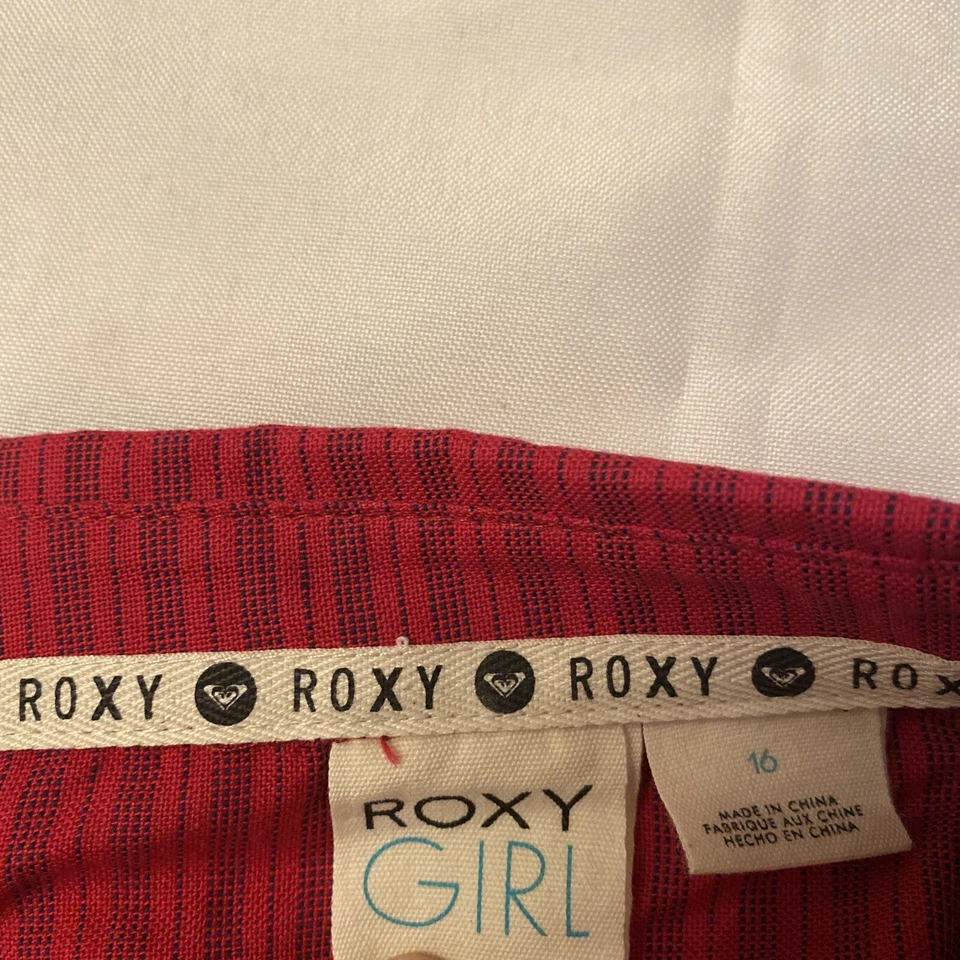 Camisa de Vestir Roxy Niña Roja Abotonada Talla 16 Manga Larga Corbata Frontal Nueva con Etiquetas Foto 2 de 3