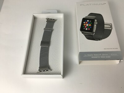 Platinum Magnetic Stainless Steel Mesh Band for Apple Watch 42mm 10, 41/40mm 1-9