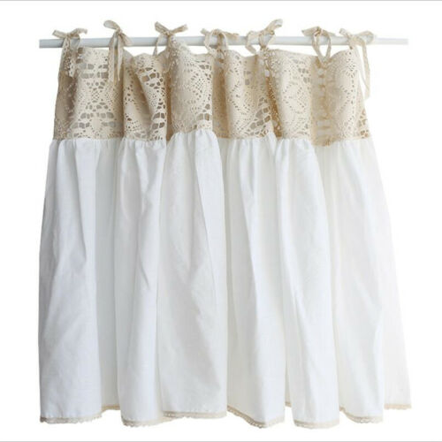 White Crochet Half Curtain Cafe Kitchen Short Curtain Window Drape Door Valance - Picture 3 of 17
