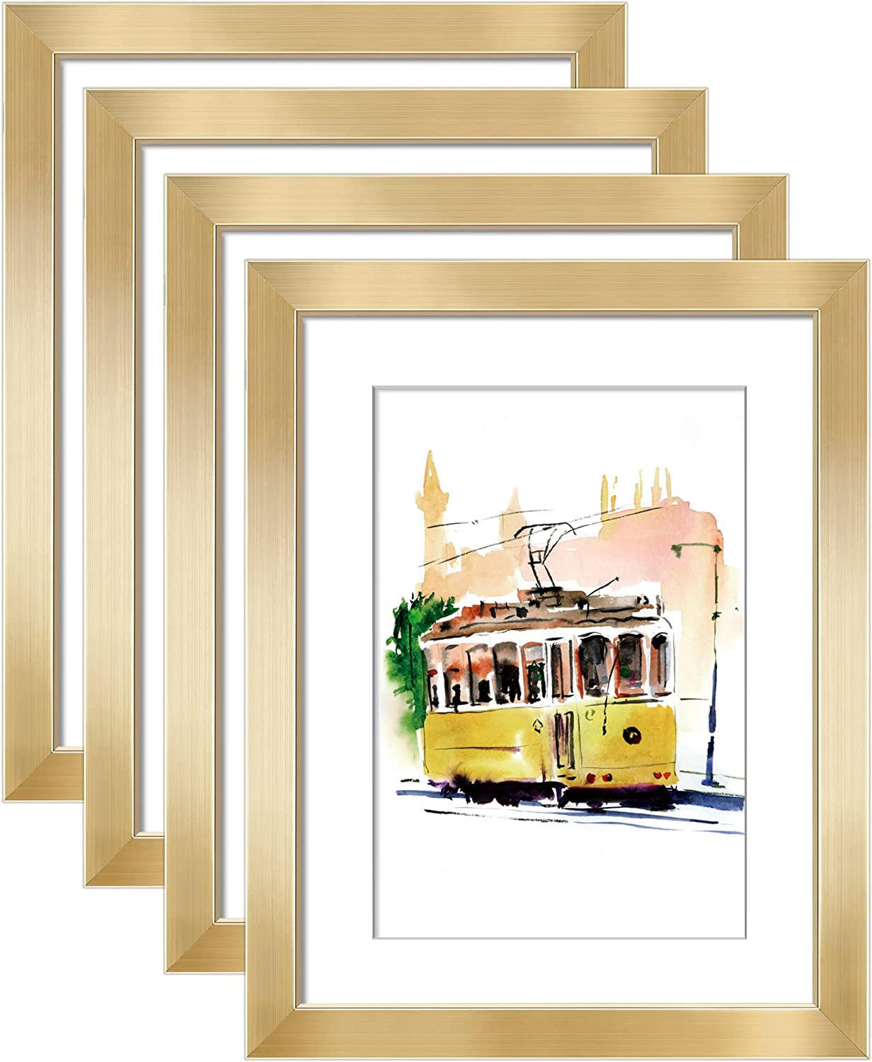 8X10 Picture Frames (4 Pack, Gold), Simple Designed Photo Frame, for Pictures 8X-image