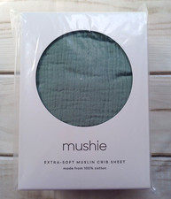 Mushie - Extra-Soft Muslin Crib Sheet - 100 Cotton - Roman Green - Brand New