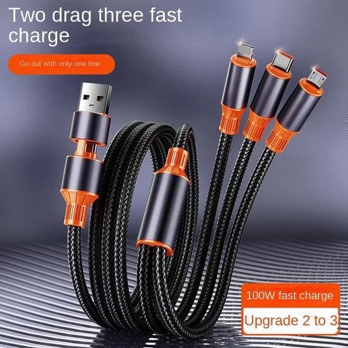 Ladekabel 3in1 Multi Schnell USB Typ C Micro IOS Handy für Samsung iPhone Huawei - 第 1/11 張圖片