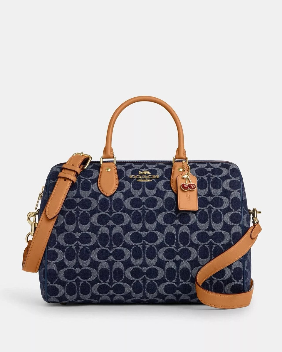 NWT Coach Rowan Large Satchel Bag In Signature Denim Canvas CY699 
