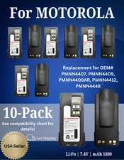 10x Batteries for Motorola Radios PMNN4407, XPR3500, XPR7550e [Li-Po | mAh 1800]