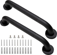 Shower Grab Bar, 2 Pack 16 Inch Black Bathroom Grab Bar, 1.25" Diameter 304 Stai
