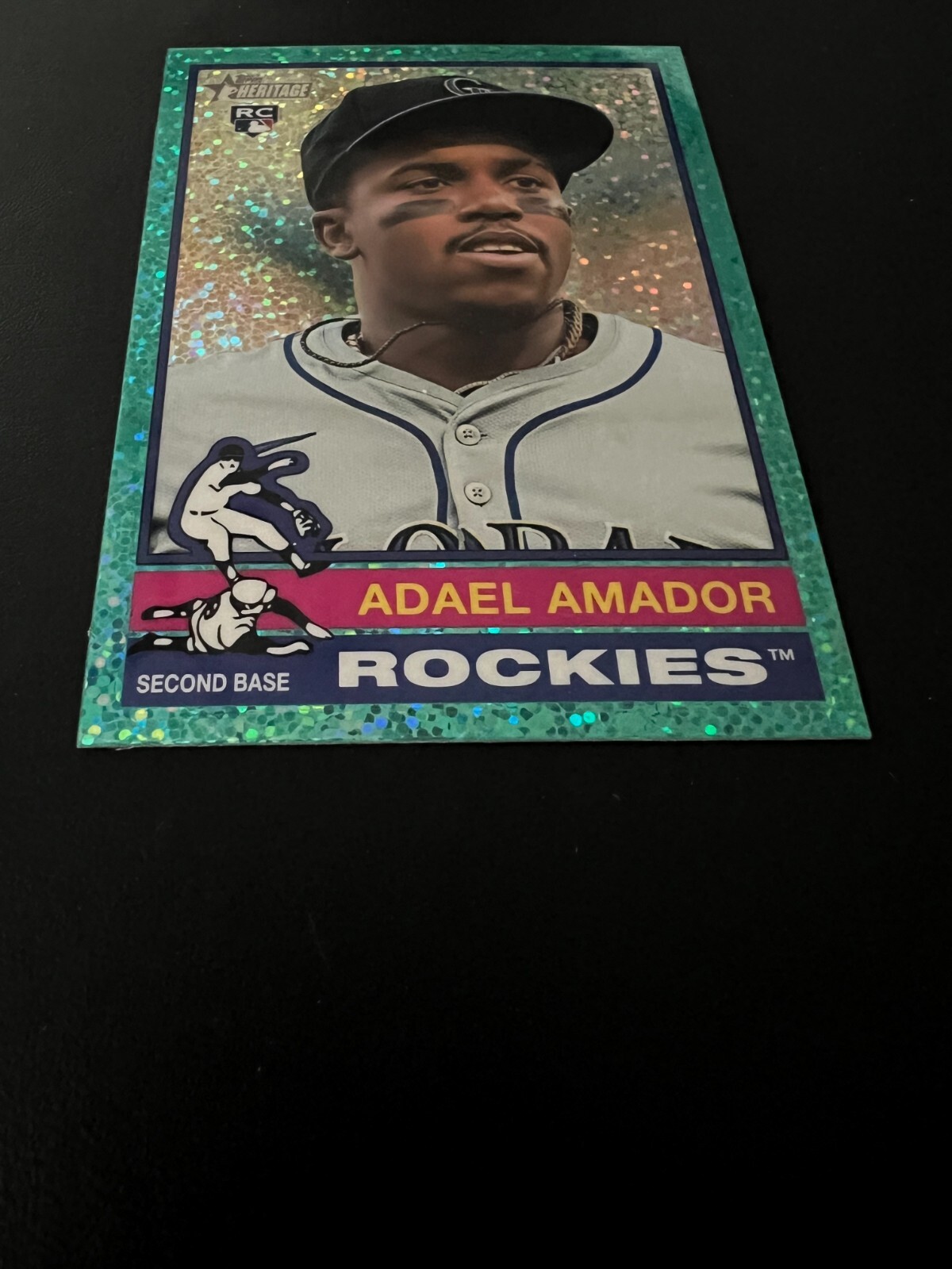 2025 Topps Heritage Aqua Chrome Sparkle Adael Amador #61 Rookie Card (RC)