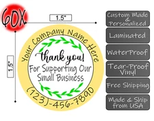 60 Pc Thank You Stickers Labels for Online Seller Custom Personalized Waterproof