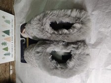 Rachael Roy Faux Fur Sherpa Slippers, Cream Faux Fur Slippers Large.