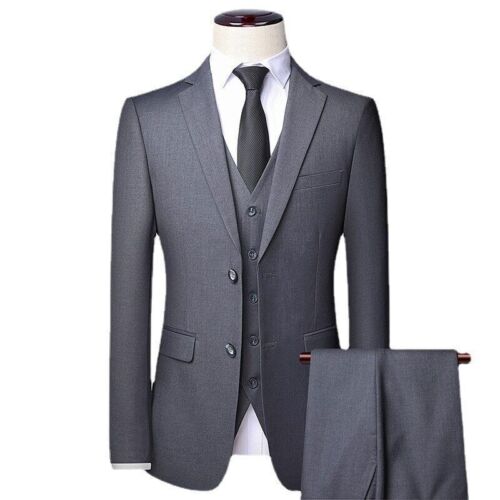 Mens (Blazer+ Waistcoat + Trousers) Business Gentleman Suit 3-piece Suit