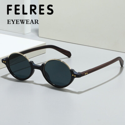 Men Women Retro Round Sunglasses Half Frame Outdoor Shade Glasses UV Protection
