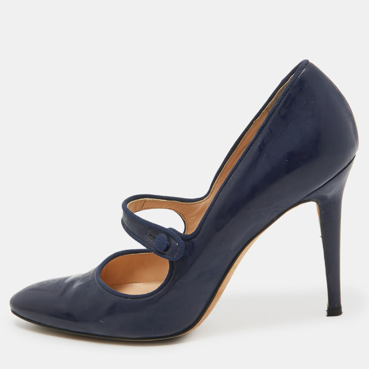 Manolo Blahnik Navy Blue Patent Leather Mary Jane Pumps Size Manolo Blahnik Navy Blue Patent Leather Mary Jane Pumps Size