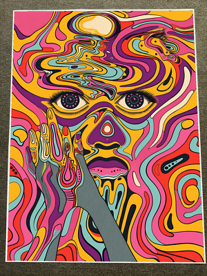 Vivid Psychedelic Portrait - Abstract Face with Swirling Colors