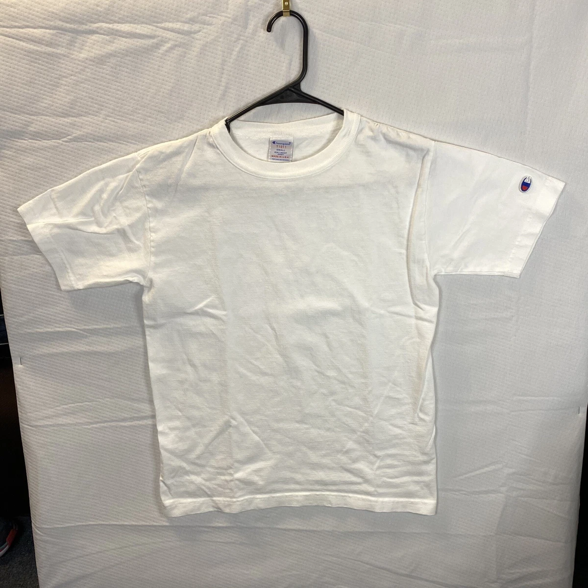 Vintage Champion T1011 Heavyweight Jersey T-Shirt Size Small White Made In USA