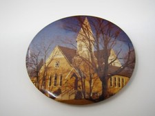 Vintage Synagogue Pocket Mirror Judaica Collectible Photo Building Temple