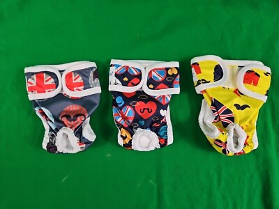 New Pet Soft Dog Diaper Size XS Female Comfy Reusable Washable Set Of Three