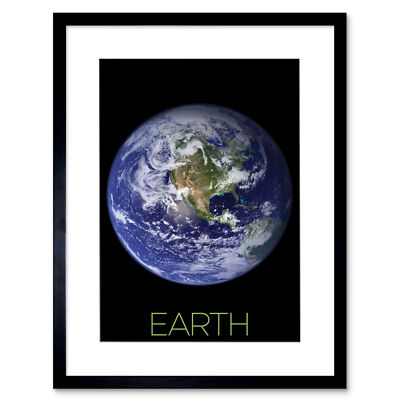 NASA Our Solar System Earth Planet Blue Marble Space Framed Wall Art Print 12X16