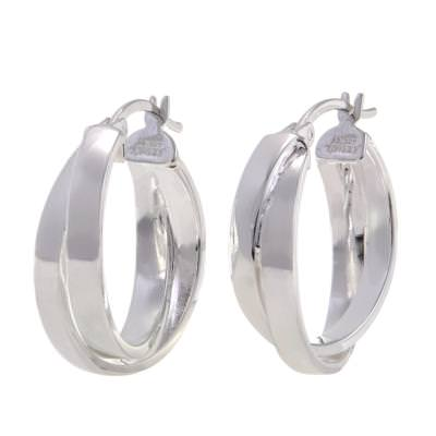 #ad HSN Sevilla Silver Twisted Round Hoop Earrings Real 925 Sterling Silver $25.28