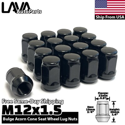 20x Black 12x1.5 Acorn Lug Nut Fit Dodge Avenger Caravan Journey & Jeep Compass