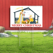 Christmas manger Lawn Yard Sign Single-Sided with metal H-Stakes