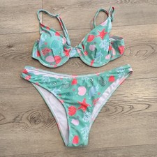 Bikini Underwire Seashell Push Up Swimsuit Two Piece size Medium Cheeky